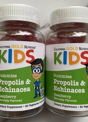 California gold nutrition, прополис и эхинацея для детей, без желатина, натуральная малина, 60шт