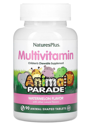 Naturesplus, animal parade, мультивітаміни для дітей, зі смаком кавуна, 90 таблеток у формі тварин
