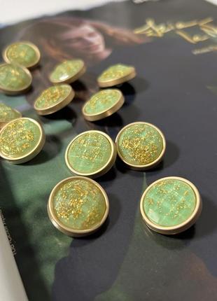 Ґудзики на ніжці золото бірюза костюмні гудзики3 фото