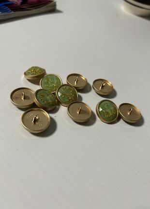 Ґудзики на ніжці золото бірюза костюмні гудзики2 фото