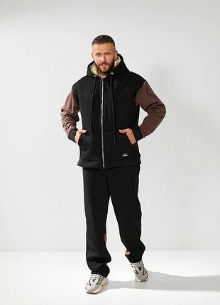 Спортивний костюм чоловічий теплий флісовий на флісі утеплений базовий сірий хакі...