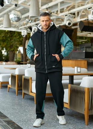 Спортивний костюм чоловічий теплий флісовий на флісі утеплений базовий сірий хакі...