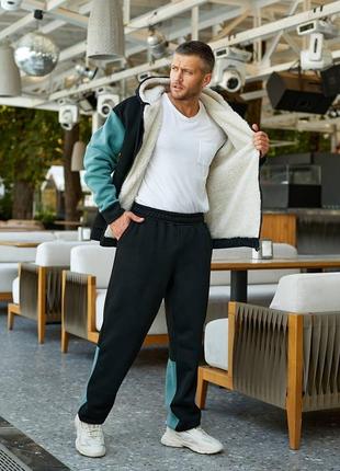 Спортивний костюм чоловічий теплий флісовий на флісі утеплений базовий сірий хакі...