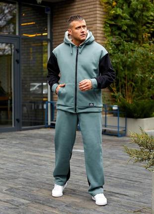Спортивний костюм чоловічий теплий флісовий на флісі утеплений базовий сірий хакі...