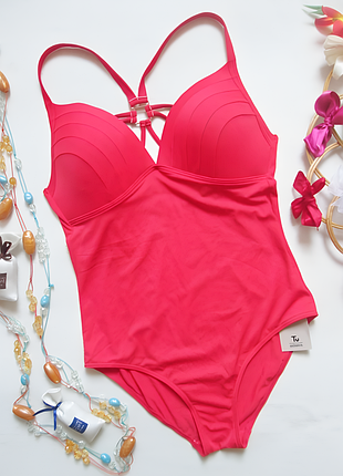 Шикарный слитный однотонный купальник с переплетами tu 🌼🌴🌼