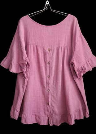 Бавовняна італійська блузка з рюшами р.16-18-202 фото