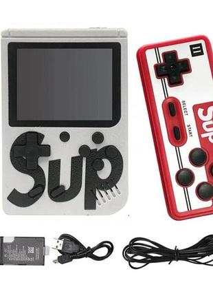 Приставка retro fc sup game box 400 игр dendy с джойстиком rf-400, белый с чёрным