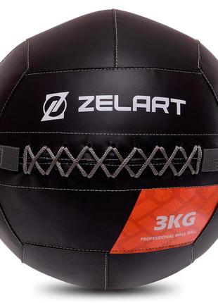 Мяч волбол для кроссфита и фитнеса zelart wall ball ta-7822-3 вес-3кг черный