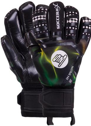 Рукавиці воротарські soccermax gk-015 розмір 8-10 салатовий-чорний