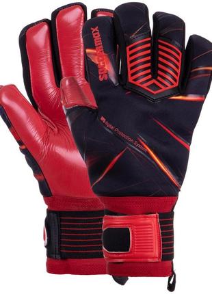 Рукавиці воротарські soccermax gk-016 розмір 8-10 червоний-чорний