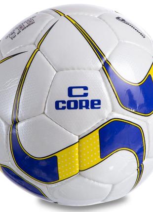 Мяч футбольный core diamond cr-024 №5 pu белый-синий-желтый