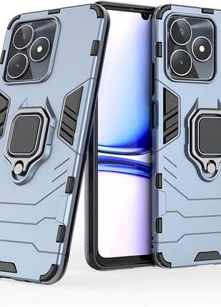 Чехол fiji ring для realme c53 (rmx3760) бронированный бампер с кольцом подставкой темно-синий