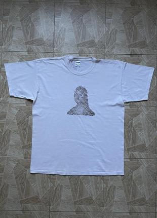 Футболка vintage art handmade custom mona lisa hypnosis logo white