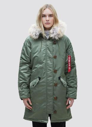 Жіноча зимова куртка n-3b alpha industries elyse parka зелена, оливковий, xs