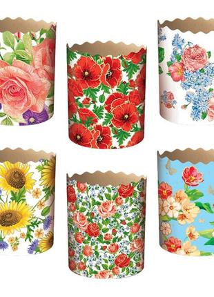 Форма паперова 7х8,5см для випікання пасок "квіти" св. коричневий папір easters