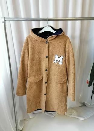 Пальто кардиган шубка накидка хутро плюш тедді каракуль баранчик на плюші демісезон плечі від шва до