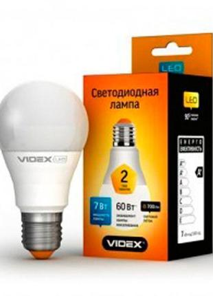 Лампа led a60e 7w (60вт) e27 3000k videx (м.2 роки)