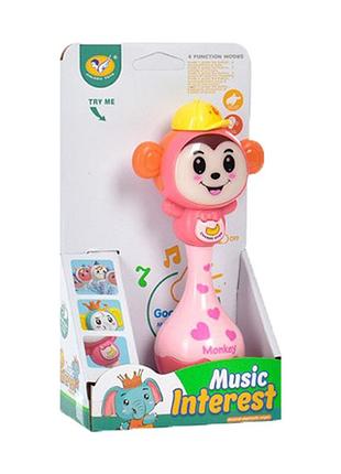 Детская погремушка "обезьянка" 855-80d музыка, свет 14,5 см