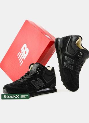 Кроссовки new balance 574 high black (мех)