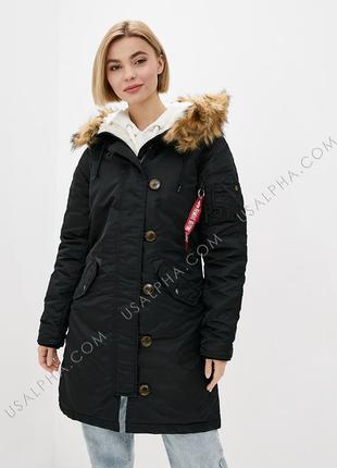 Жіноча зимова куртка n-3b alpha industries elyse parka чорна, черный, xs