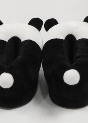 Мягкие домашние детские тапочки панда черно-белые, тапки-лапки для кигуруми закрытые плюшевые4 фото