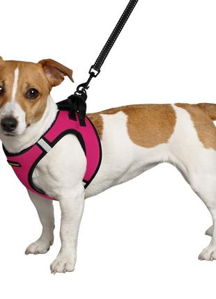 Мягкая светоотражающая шлейка для собак средних и маленьких пород, шлея для мелких и средних пород розовая