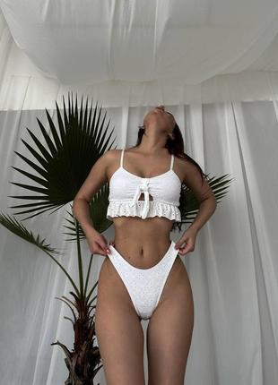 Женский раздельный купальник с юбкой и рюшами, пляжный комплект купальник с юбкой 14399 фото