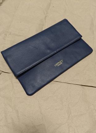 Osprey london шикарний жіночий темно синій шкіряний клатч сумочка в руку для телефону косметичка гаманець