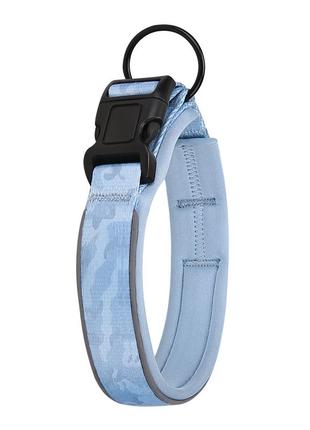 Светоотражающий ошейник для собак с прочной пластиковой застежкой голубой