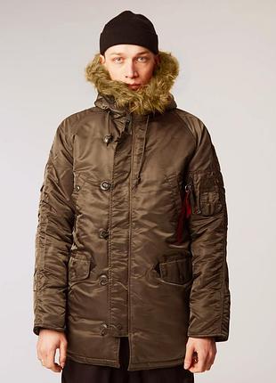 Куртка alpha industries n-3b slim fit parka коричнева, коричневий, xs