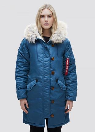 Жіноча зимова куртка n-3b alpha industries elyse parka блакитна, голубий, xs