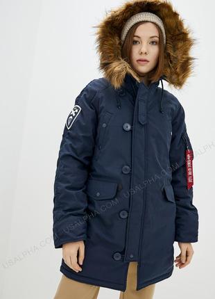 Жіноча куртка "аляска" alpha industries altitude women синя, синий, xs