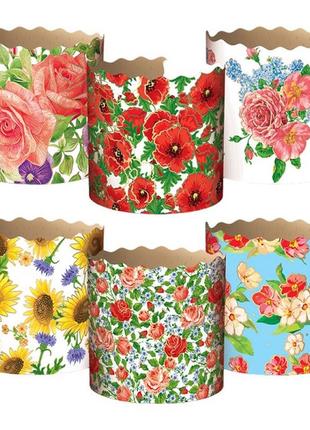 Форма паперова 9х8,5см для випікання пасок "квіти" св. коричневий папір easters