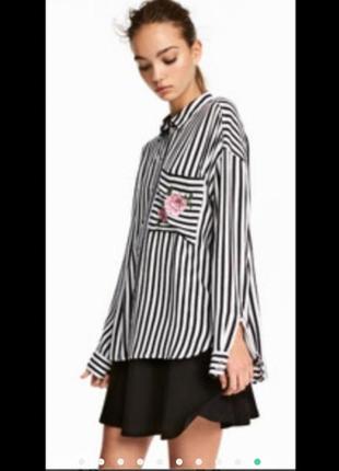 Нова сорочка віскозна h&m 65-а-b сорочка оверсайз смужка віскоза2 фото