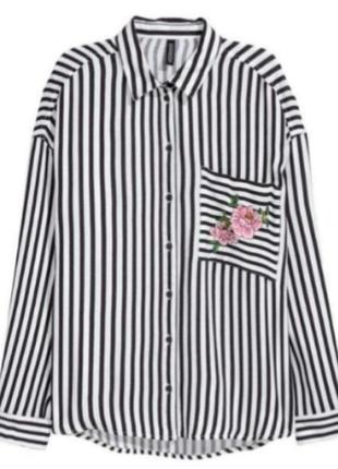 Нова сорочка віскозна h&m 65-а-b сорочка оверсайз смужка віскоза4 фото