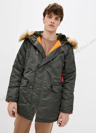 Куртка alpha industries n-3b slim fit parka сіра, серый, xs