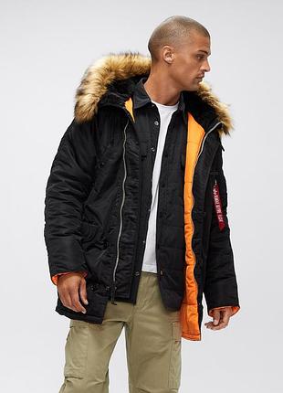 Куртка alpha industries n-3b slim fit parka чорна, черный, xs