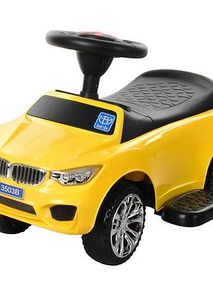 Детская каталка-толокар m 3503b-6 желтый, с родительской ручкой