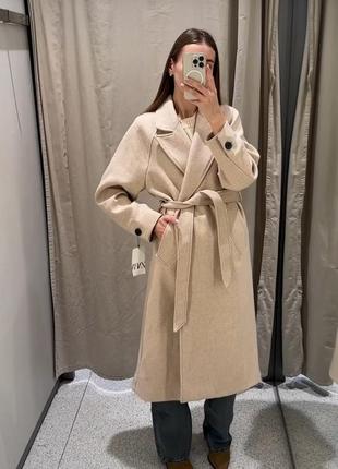 Пальто шерстяне пальто zara