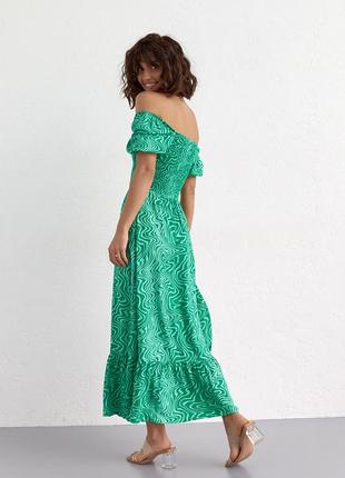 Летнее платье макси с эластичным верхом - изумрудный цвет, s (есть размеры)2 фото