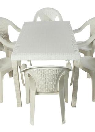 Набір садових меблів progarden стіл joker та 6 крісел kora білий