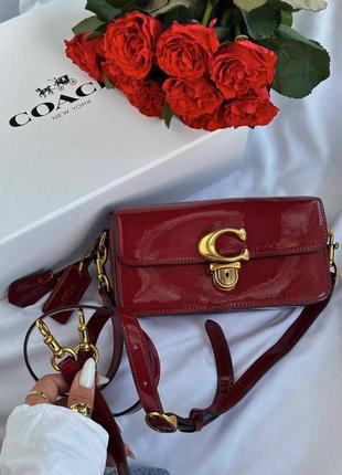 Лакована бордова сумк-клатч  бренд coach жіноча