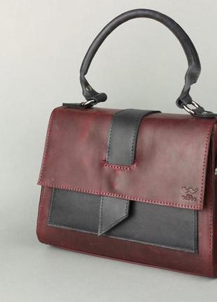 Сумка жіноча натуральна шкіра бордово-синя crazy horse ester