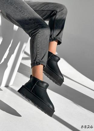 Угги жіночі lisa чорні, натуральна шкіра зима  код: 8826 матеріал: натуральна шкіра(китай) колір: чорний