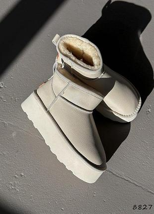 Угги жіночі lisa світлий беж, натуральна шкіра зима  код: 8827 матеріал: натуральна шкіра(китай) колір: світлий беж