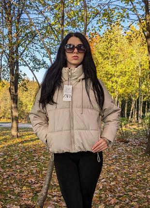 Куртка zara зимова xs,s,m анорак жіноча зимова чорна стильна пуфер тепла