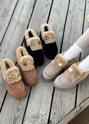 Автоледі жіночі на платформі у чорному моко та рудому кольорі ❄️❄️❄️