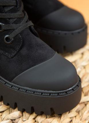 Жіночі черевики 21072 чорні велюр гума9 фото