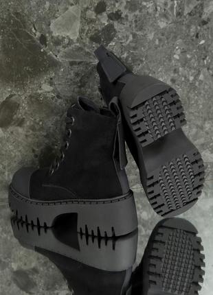 Жіночі черевики 21072 чорні велюр гума7 фото