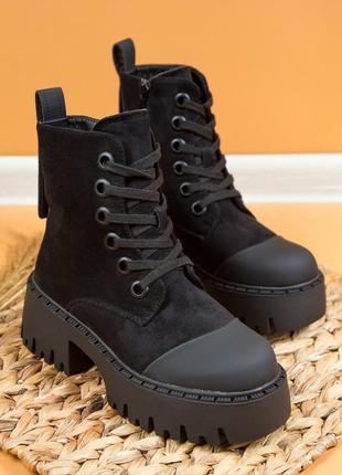 Жіночі черевики 21072 чорні велюр гума8 фото